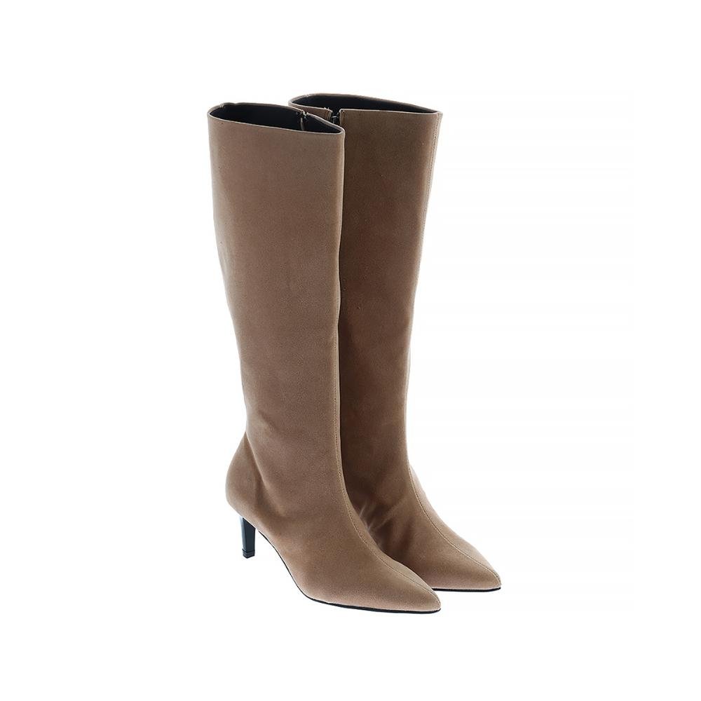 Darlene - Bota Feminina Cano Alto Salto Fino Bege Bege 2