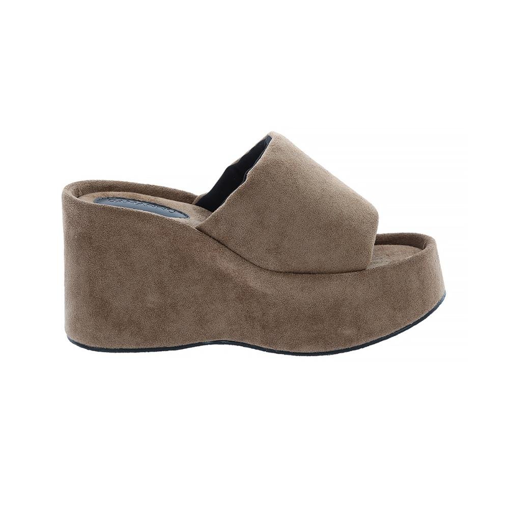 Giorgina - Tamanco Plataforma Camurça Suede Marrom Claro