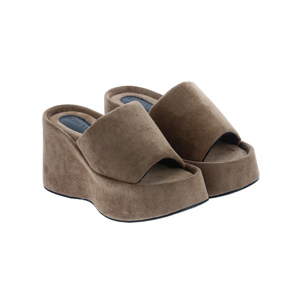 Giorgina - Tamanco Plataforma Camurça Suede Marrom Claro Bege 2