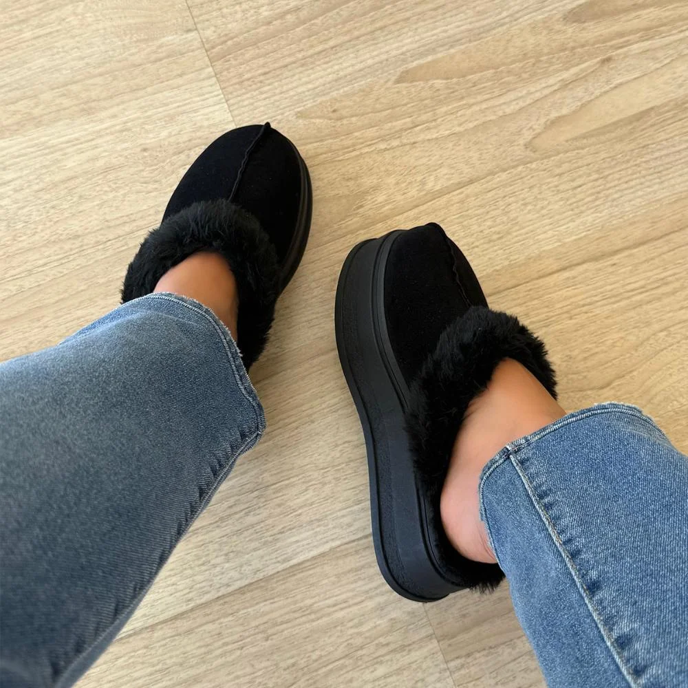 Hello - Mule Feminino Peluciado Pelos Preto Preto 4