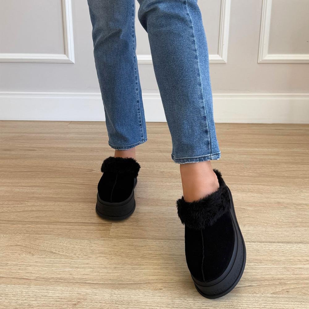 Hello - Mule Feminino Peluciado Pelos Preto Preto 6