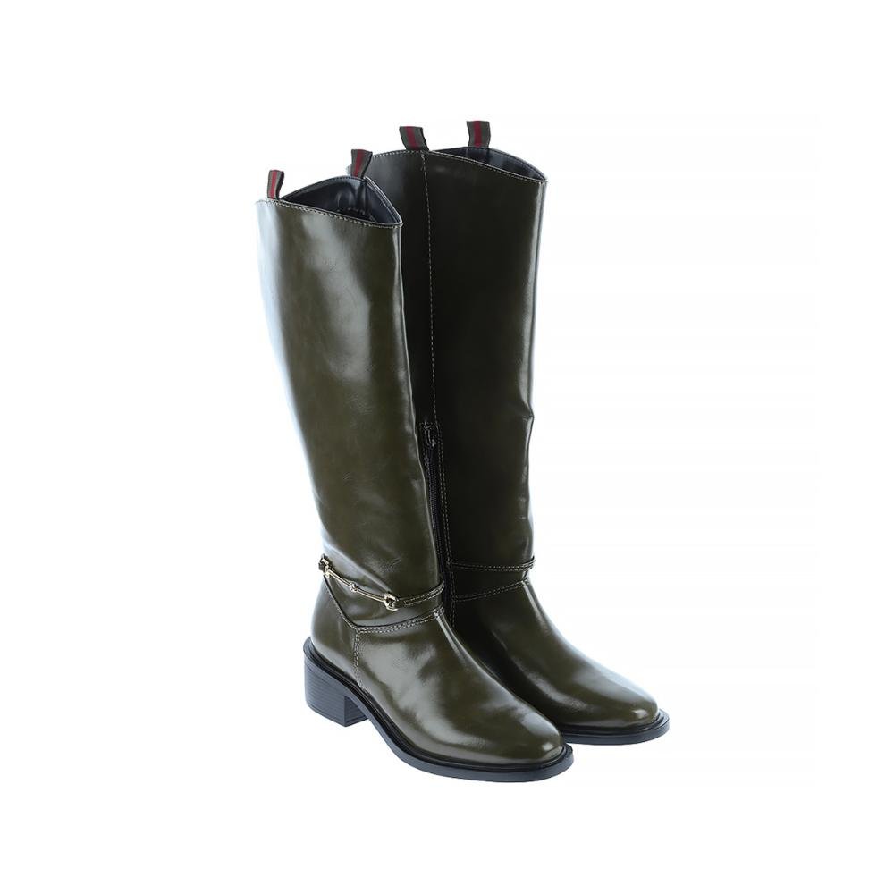 Bruna - Bota Feminina Montaria Verde Cano Alto com Fivela Verde 2