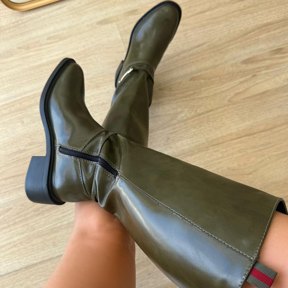 Bruna - Bota Feminina Montaria Verde Cano Alto com Fivela Verde 4