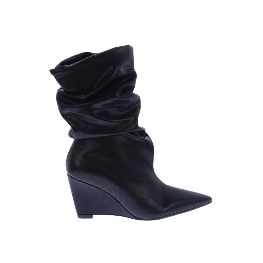 Maddy - Bota Feminina Anabela Slouchy Cano Médio Preta