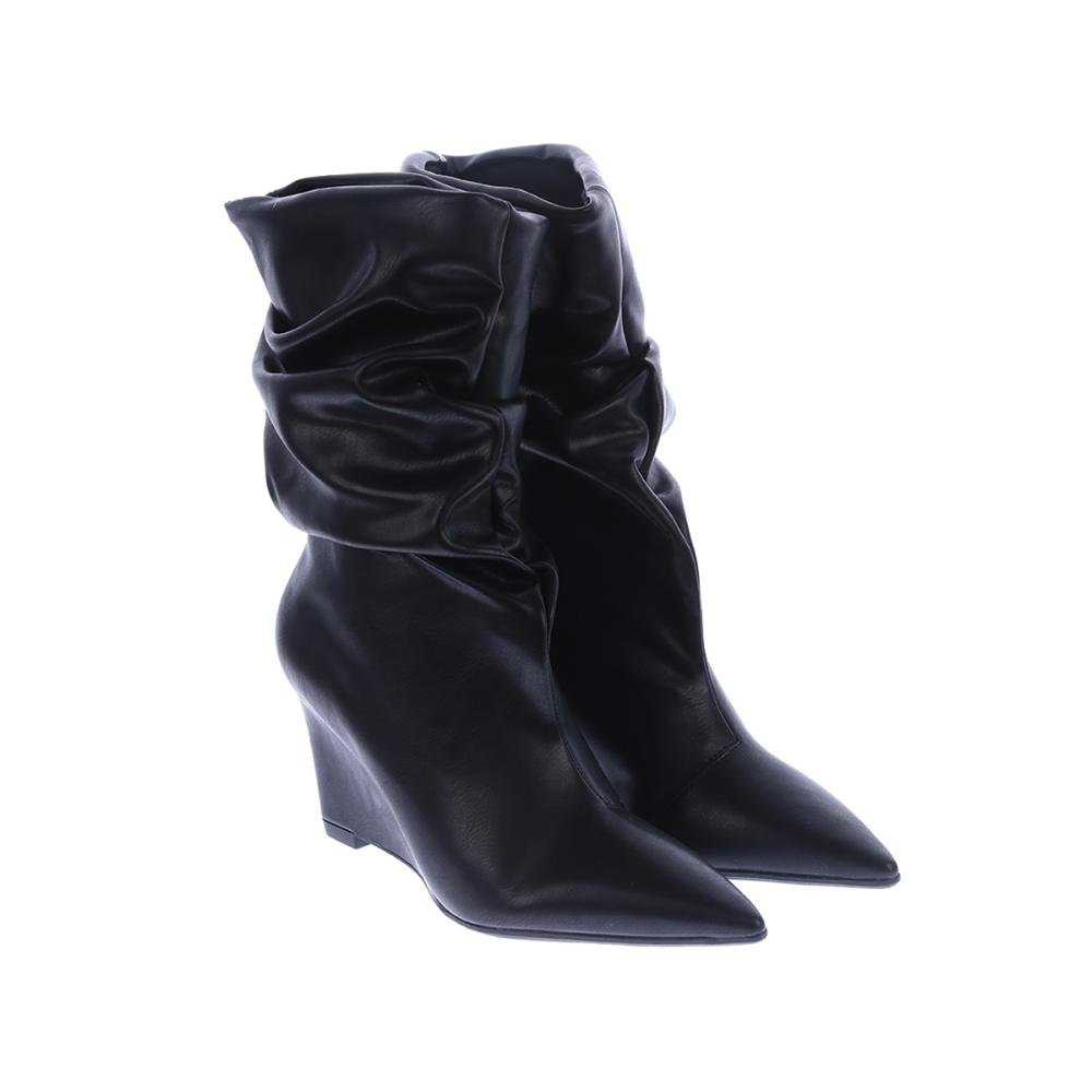 Maddy - Bota Feminina Anabela Slouchy Cano Médio Preta Preto 2