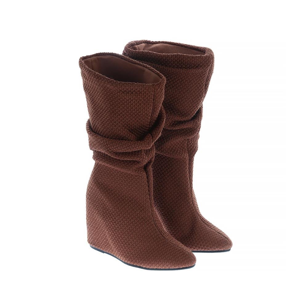 Giza - Bota Meia Feminina Salto Anabela Caramelo Marrom 2