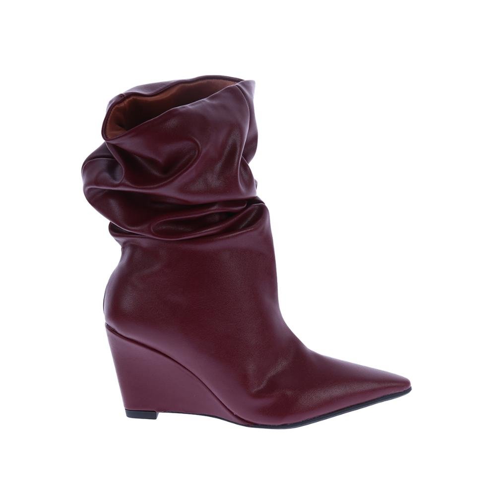 Maddy - Bota Feminina Anabela Slouchy Cano Médio Marsala