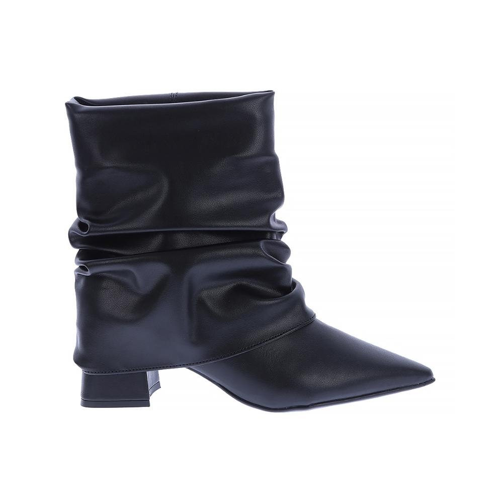 Lorena - Bota Feminina Slouchy Salto Bloco Bico Fino Preto