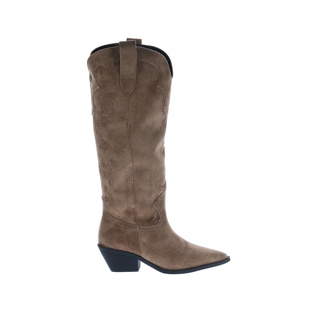 Lilly - Bota Country Cano Alto Camurça Bege