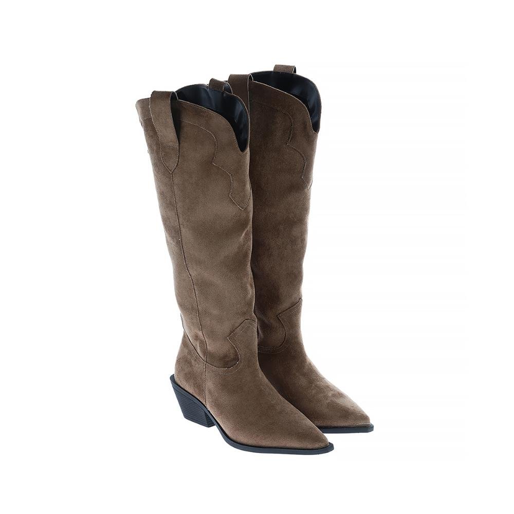 Lilly - Bota Country Cano Alto Camurça Bege Bege 2