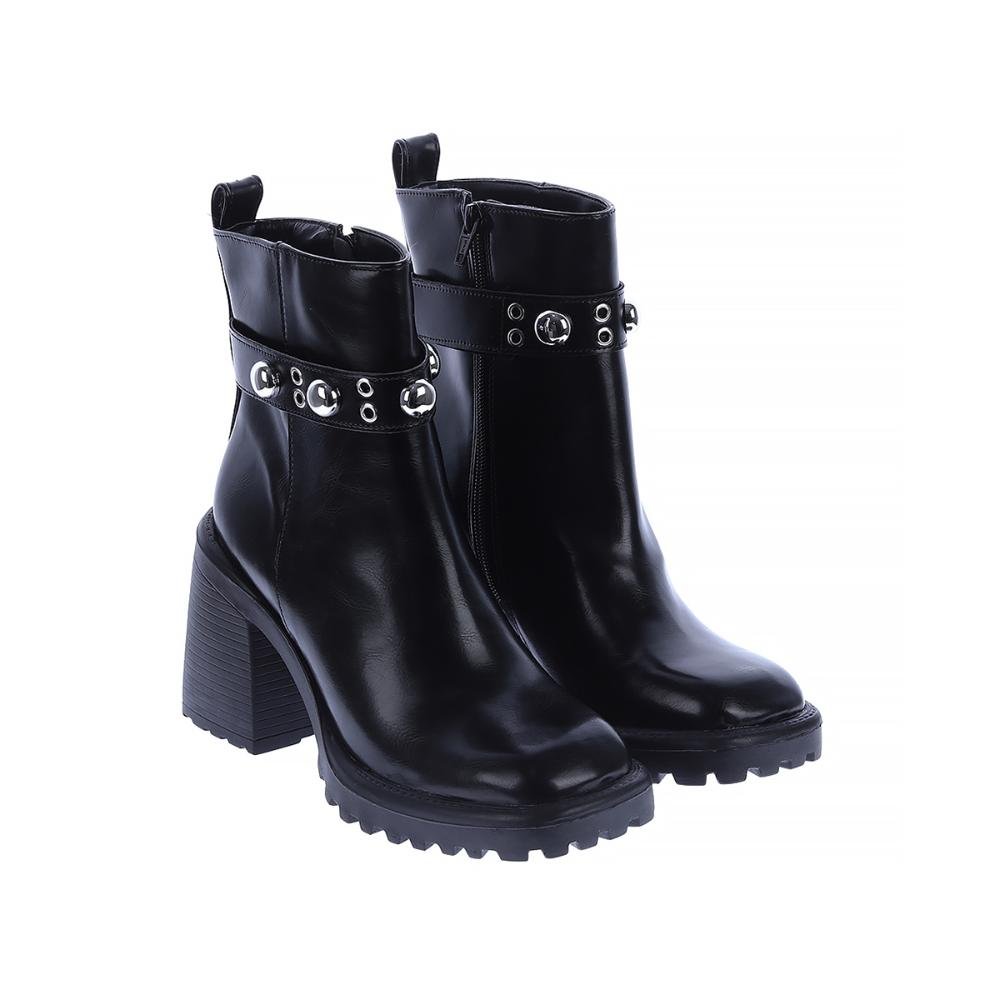 Judy - Bota Feminina Tratorada Preta Salto Alto com Fivela Metal Preto 2