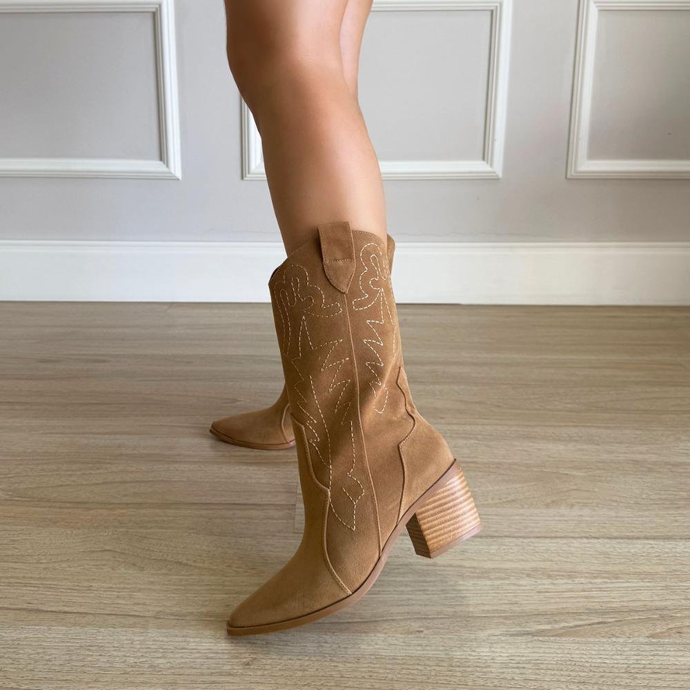Georgia - Bota Country Western Salto Bloco Bege Bege 8