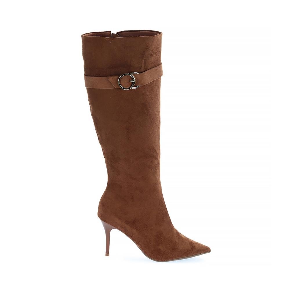 Michely - Bota Feminina Cano Alto Salto Fino Caramelo