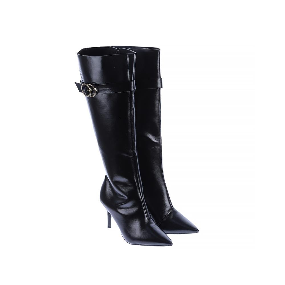 Michely - Bota Feminina Cano Alto Salto Fino Preta Preto 2