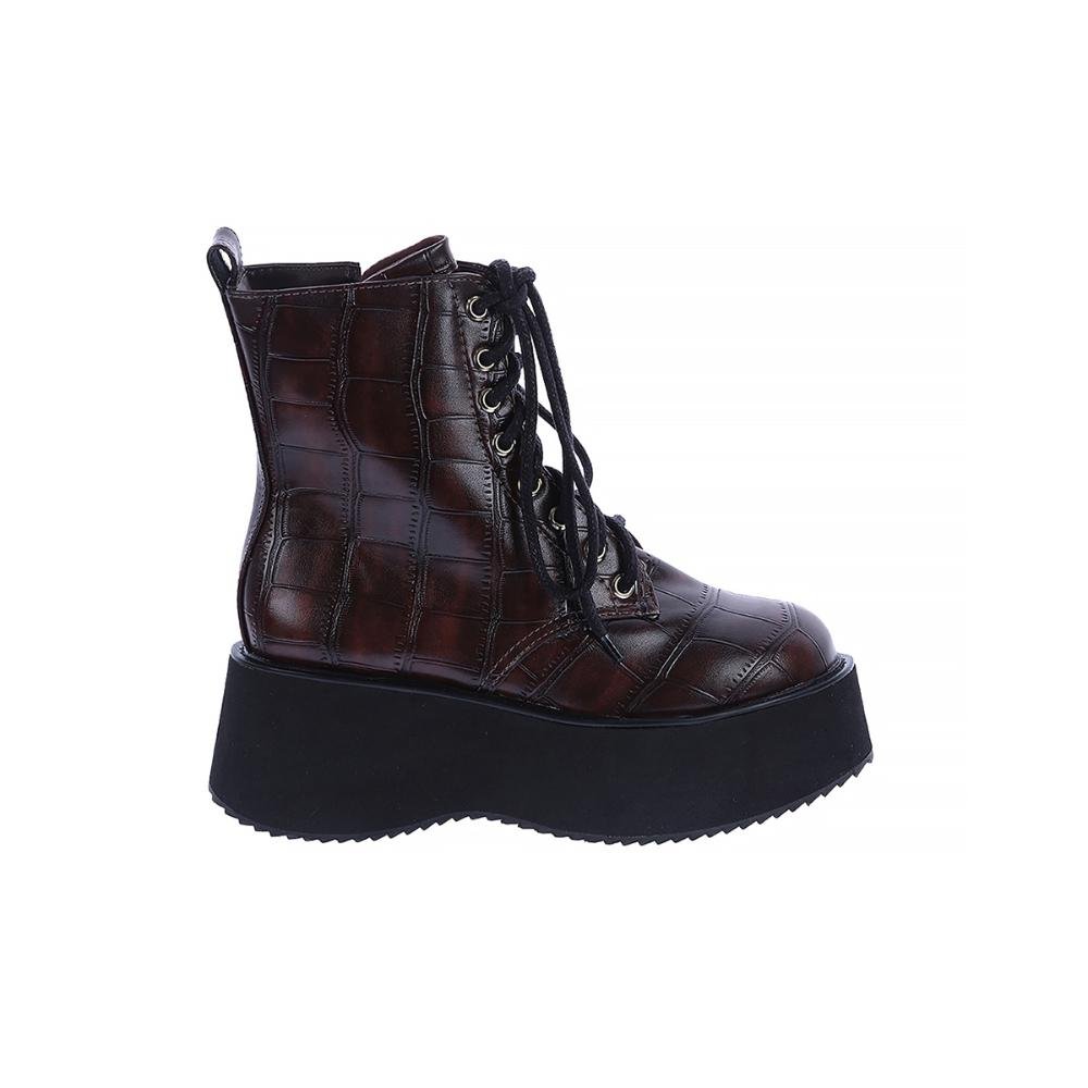 Naomi - Bota Coturno Plataforma Machiato Marrom