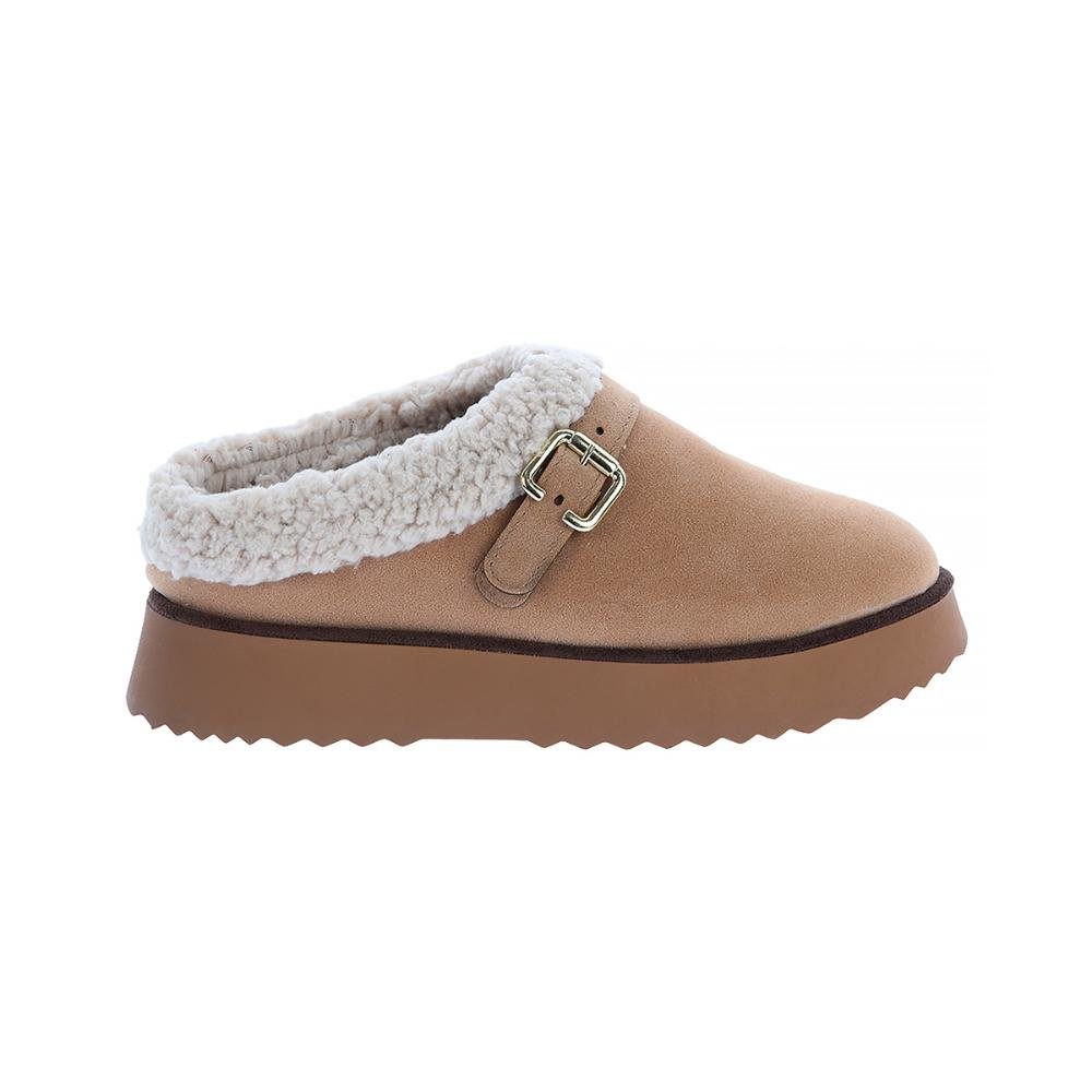 Georgia - Mule Feminino Peluciado Bege com Pelos
