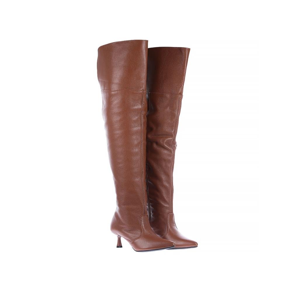 Bota de Couro Legítimo Over The Knee Kayla Caramelo Caramelo 2