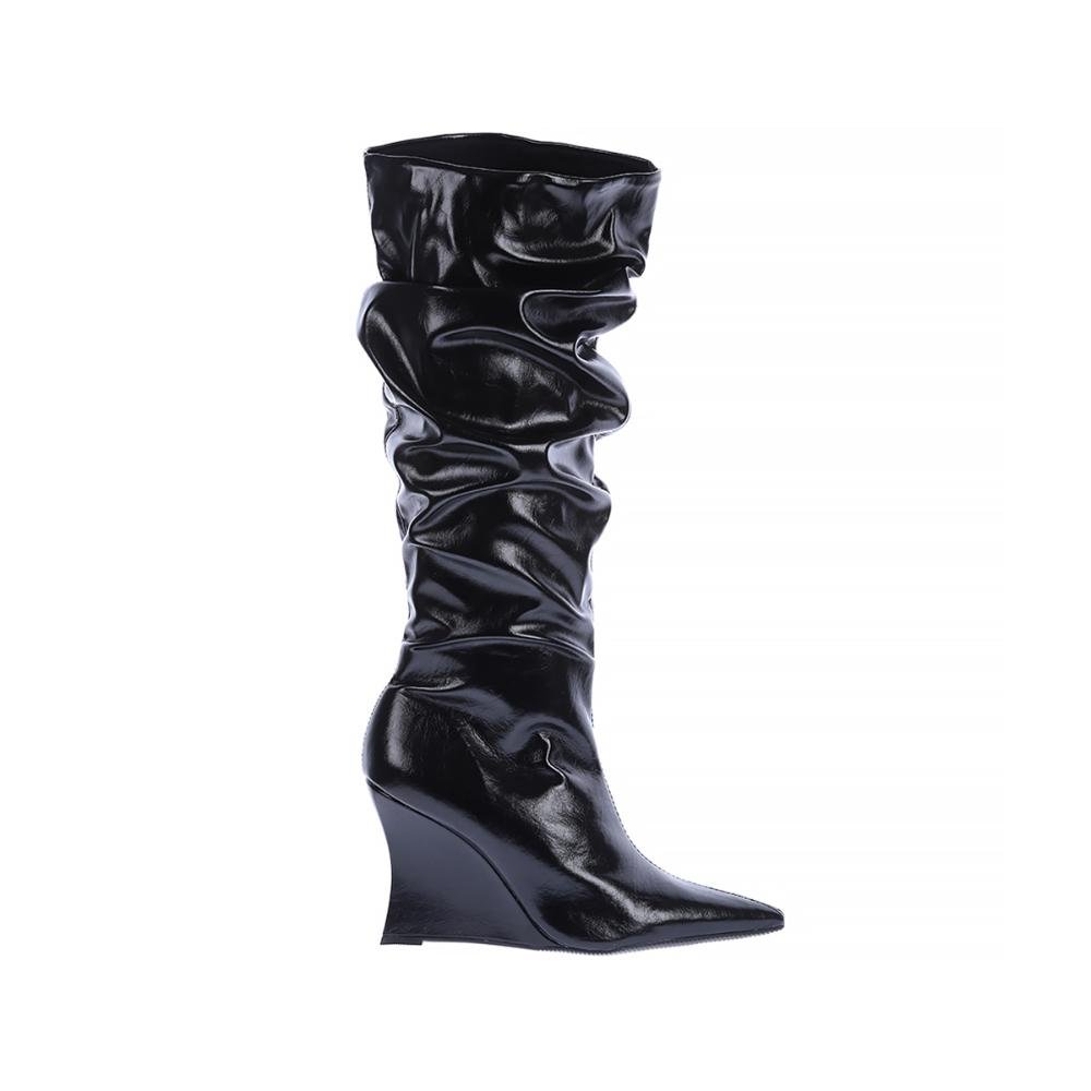 Jasmine - Bota Feminina Slouchy Cano Alto Preta
