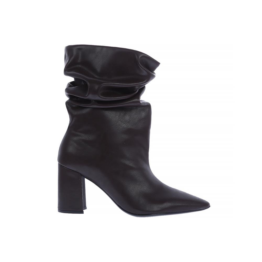 Rebeca - Bota Feminina Slouchy Salto Bloco Marrom Café