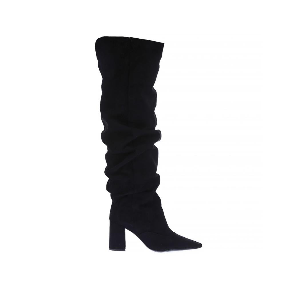 Clarisse - Bota Feminina Over The Knee Slouchy Suede Preta