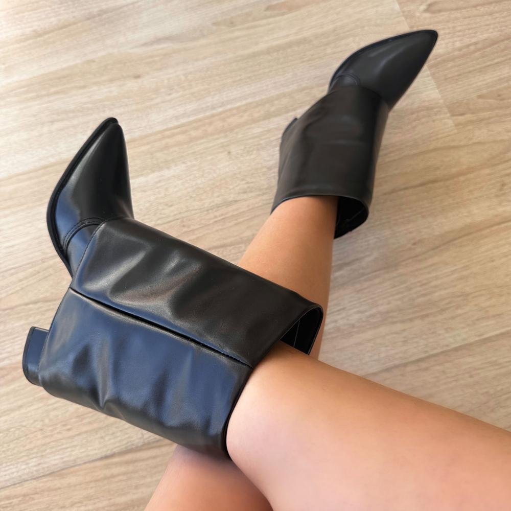 Nathalia - Bota Feminina 2 em 1 com Capa Removível Salto Bloco Preto 6