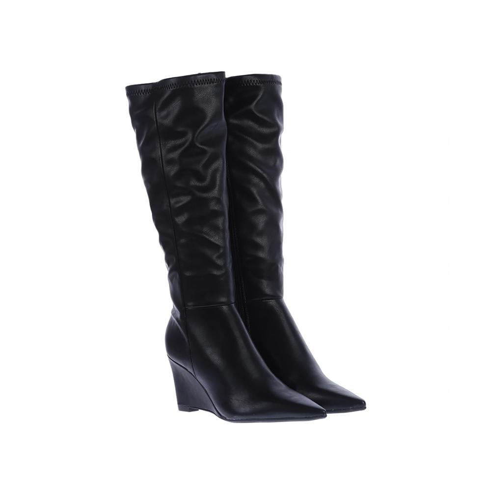 Sophia - Bota Feminina Salto Anabela Cano Alto Preta Preto 2