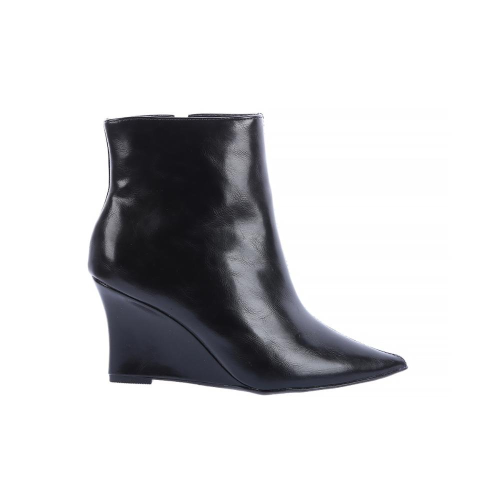Caterina - Bota Feminina Cano Curto Salto Anabela Preta