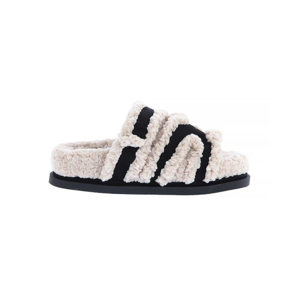 Karina - Papete Flatform com Pelos Preta