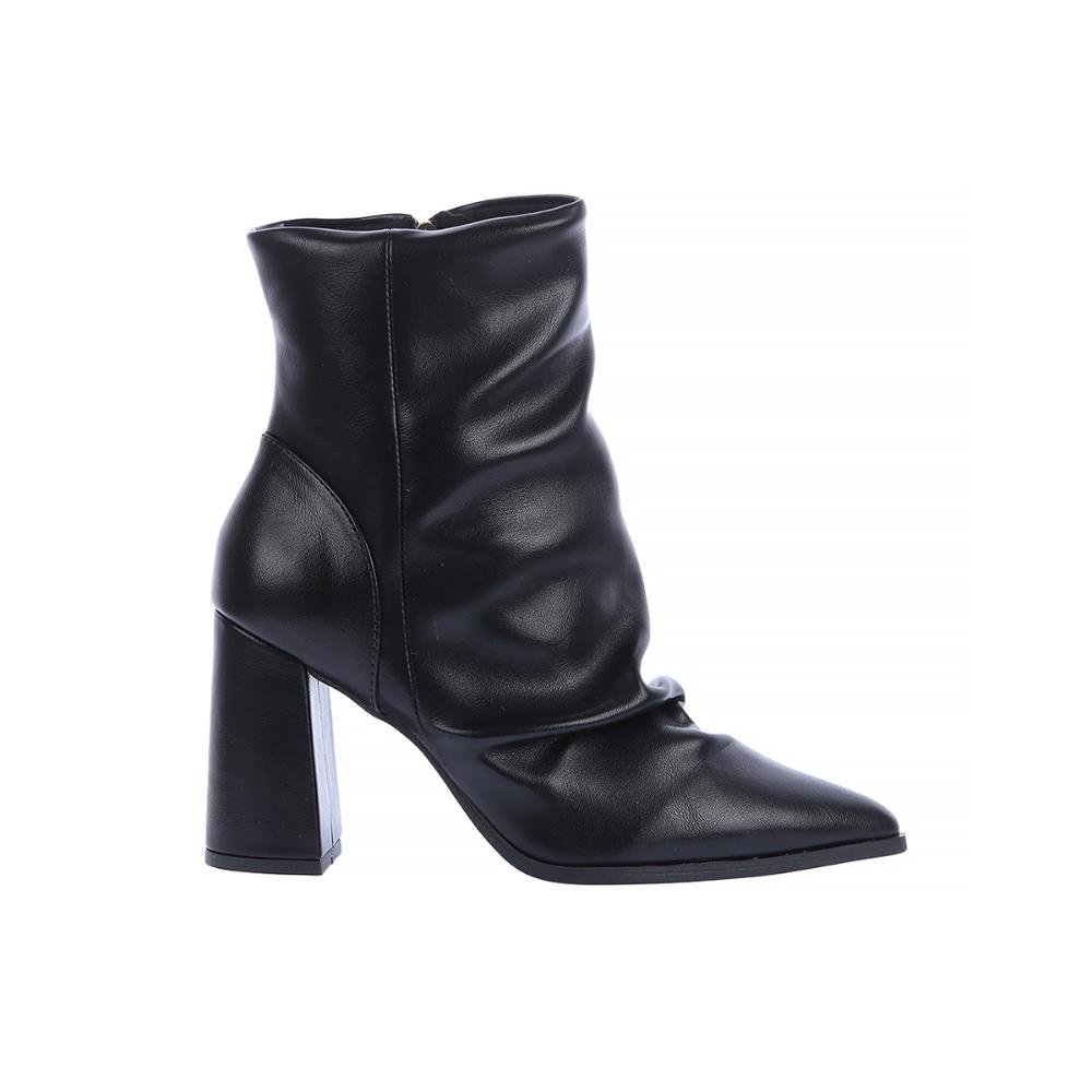 Chloe - Bota Feminina Slouchy Preta Salto Grosso Bico Fino