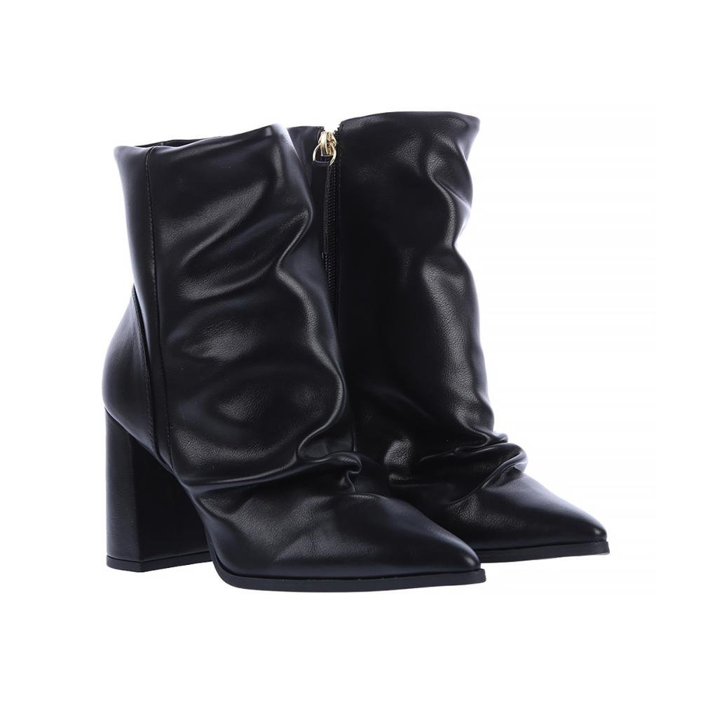 Chloe - Bota Feminina Slouchy Preta Salto Grosso Bico Fino Preto 2