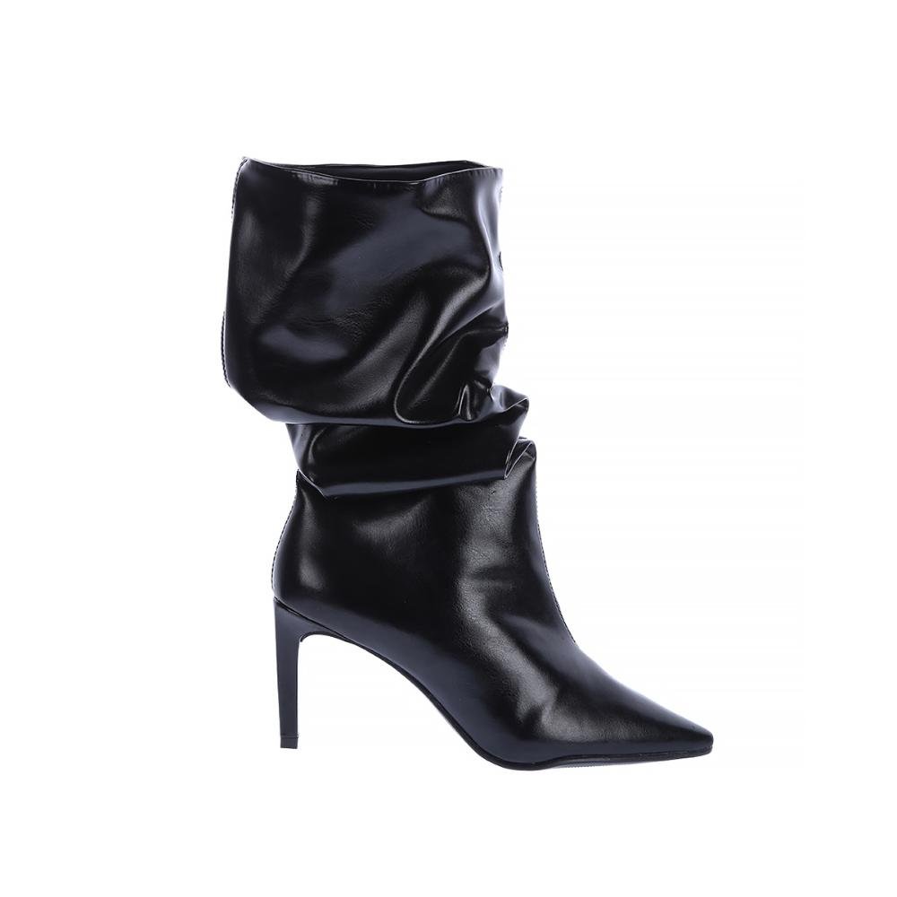 Angel - Bota Slouchy Feminina Salto Fino Bico Fino Preta