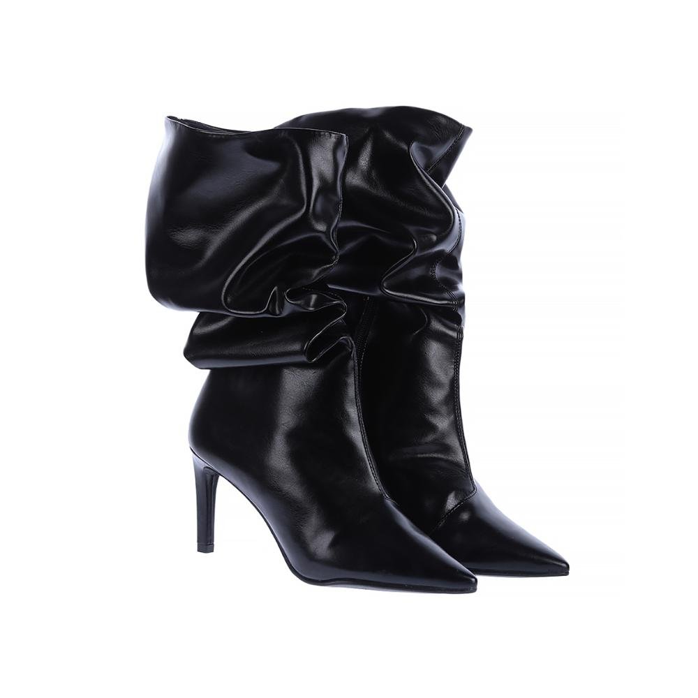 Angel - Bota Slouchy Feminina Salto Fino Bico Fino Preta Preto 2