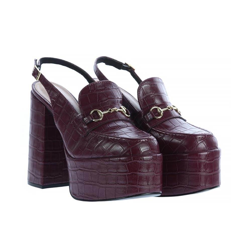 Sapato Slingback Salto Meia Pata Vicky Marsala Vermelho 2