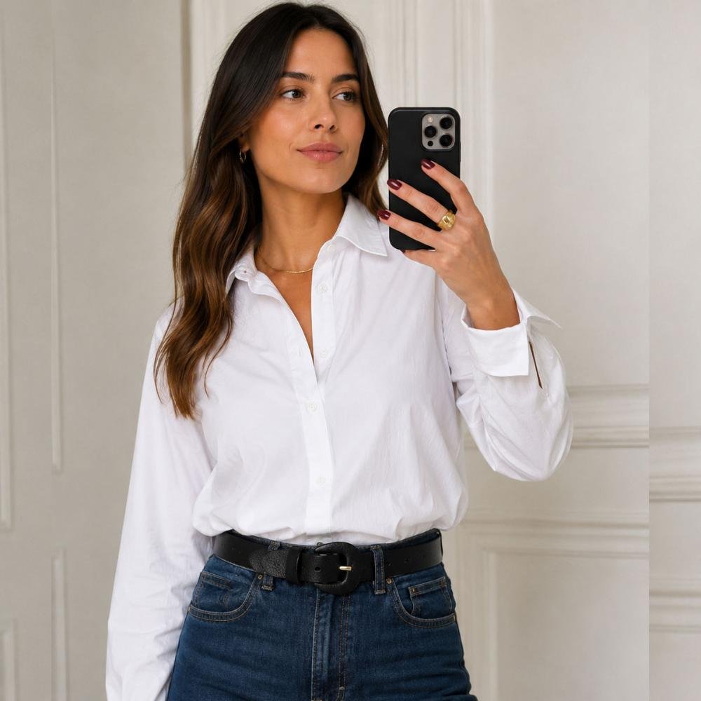 Carly - Cinto Feminino Couro Legítimo Preta com Fivela Encapada Preto 2