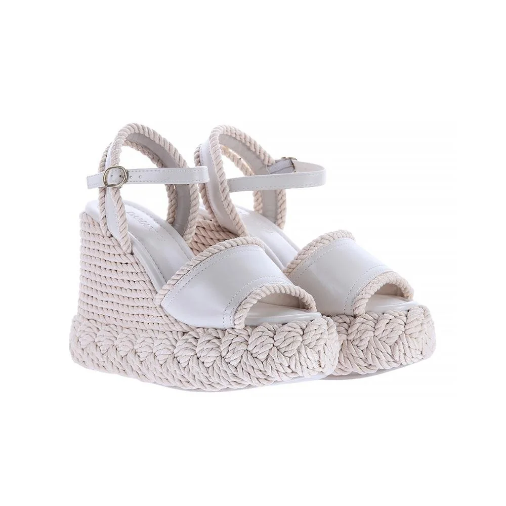 Yasmin - Sandália Plataforma Anabela Corda Off White Damannu Branco 2