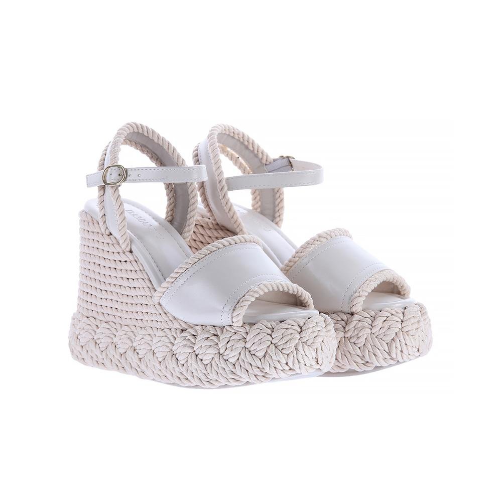 Yasmin - Sandália Plataforma Anabela Corda Off White Damannu Branco 2