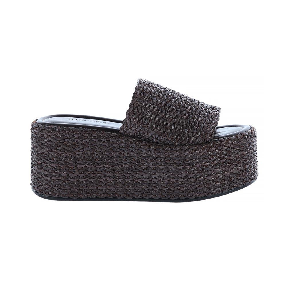 Aurora - Tamanco Plataforma Feminino Ráfia Marrom Café Damannu