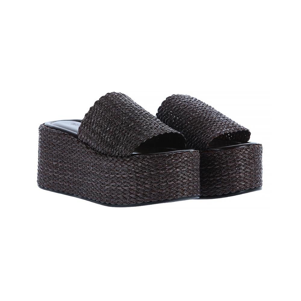 Aurora - Tamanco Plataforma Feminino Ráfia Marrom Café Damannu Marrom 2