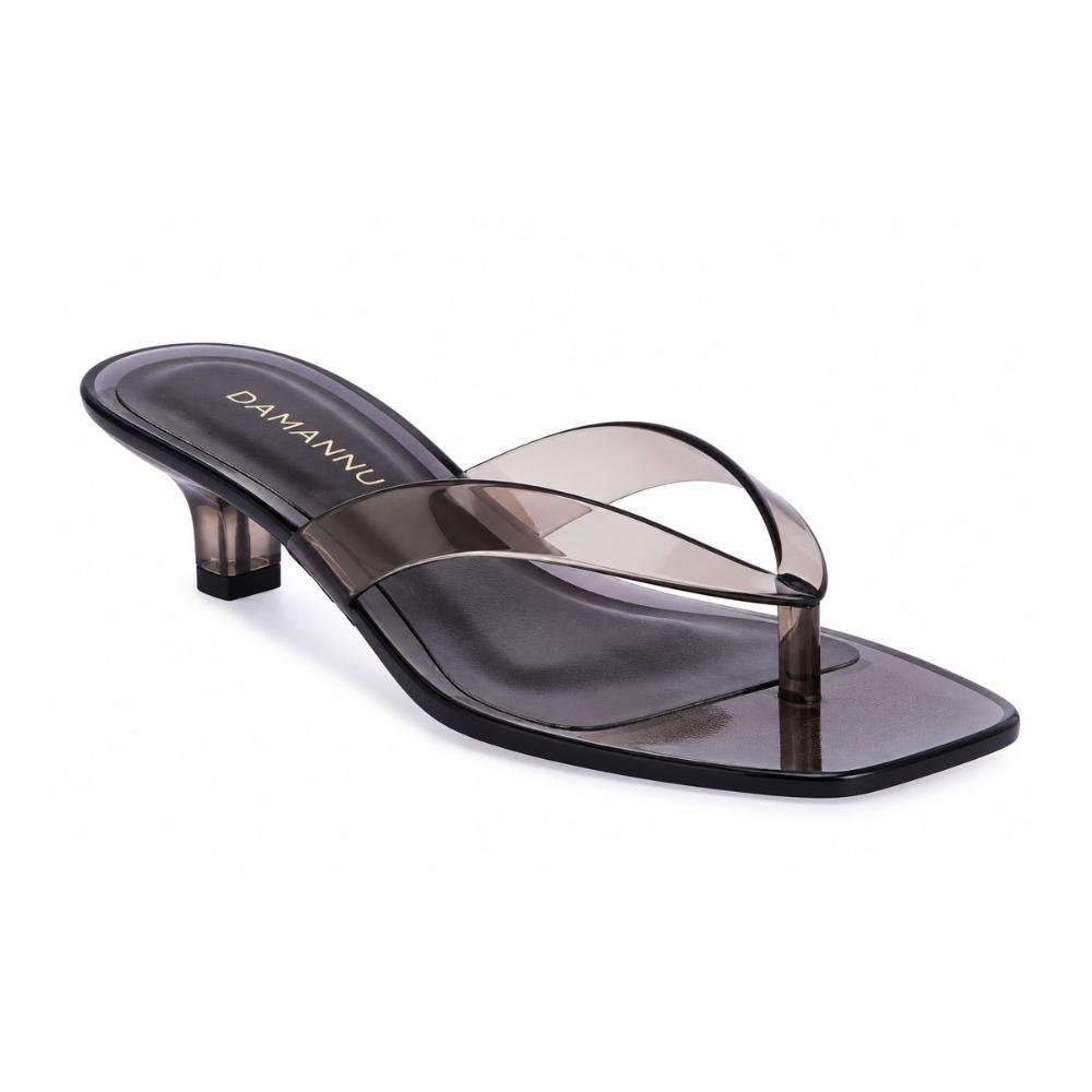 Izabela - Tamanco Flip Flop Jelly Preto Transparente Salto Fino Preto 2