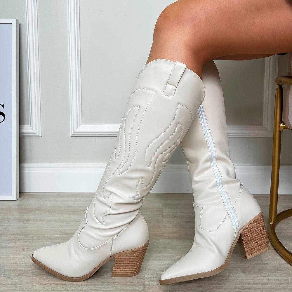 Bota Western Annika Off White Bege 3