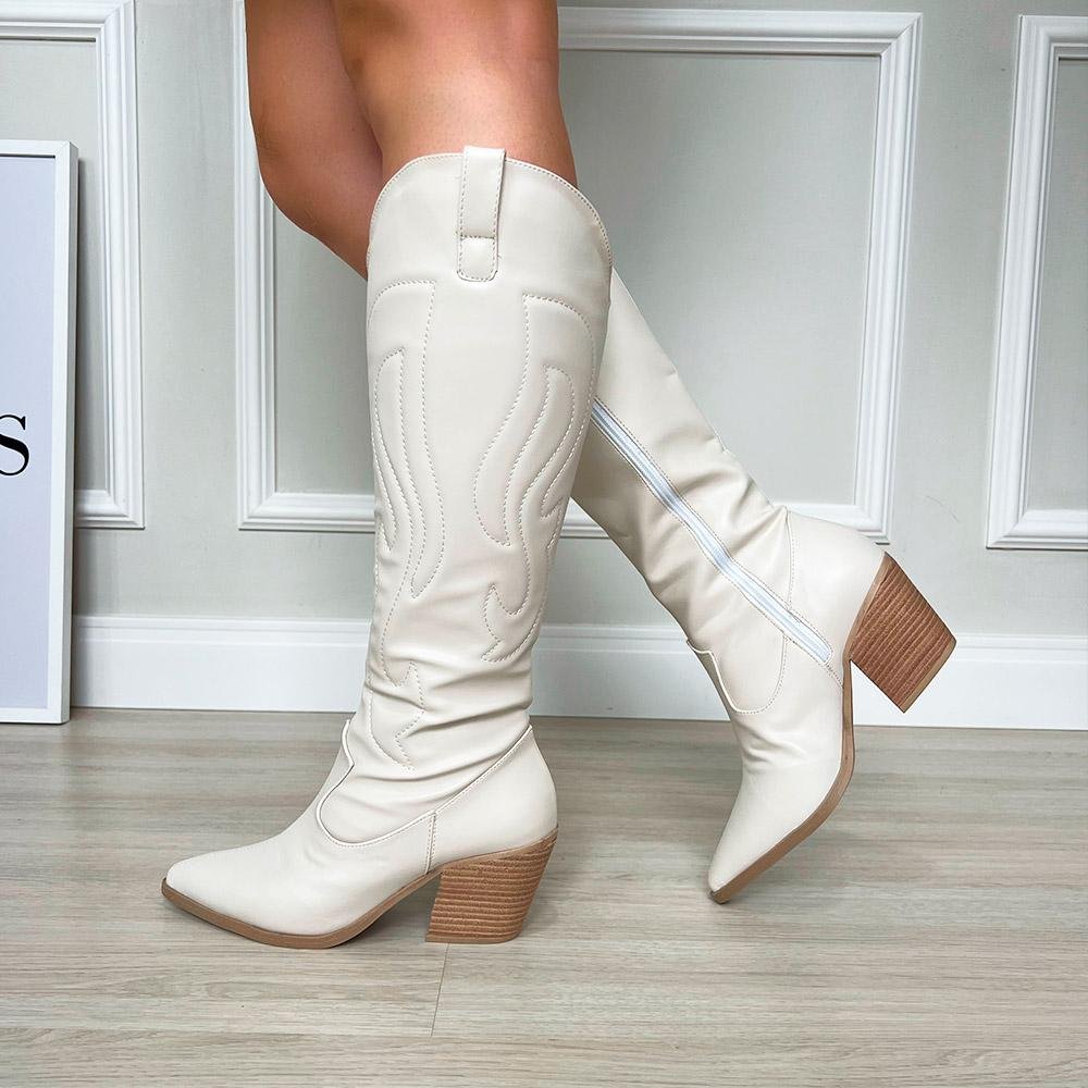 Bota Western Annika Off White Bege 5