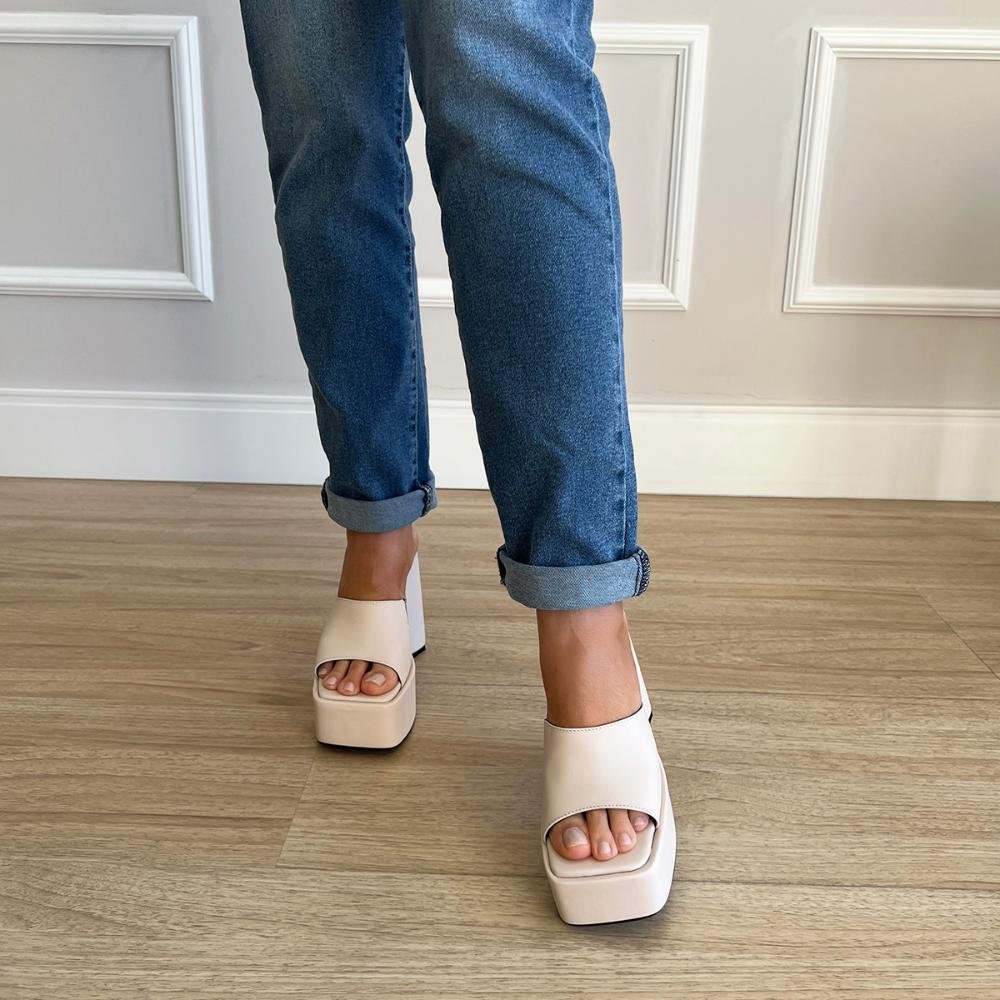 Tamanco Meia Pata Melody Off White Bege 4