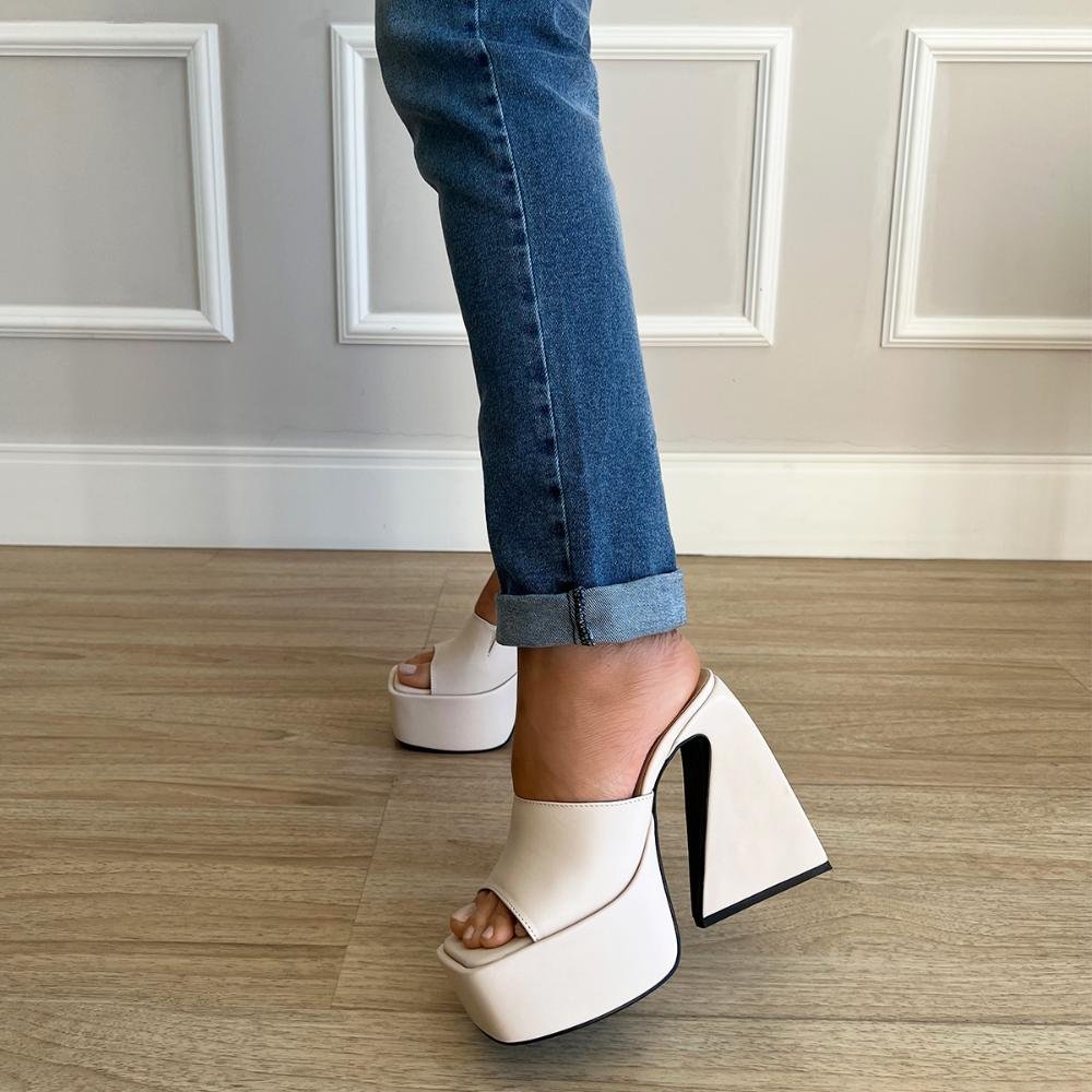 Tamanco Meia Pata Melody Off White Bege 6