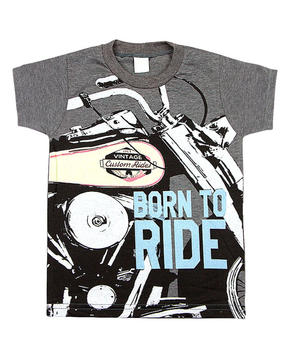 Camiseta Infantil Malha Vintage Silk Born To Ride - Grafite