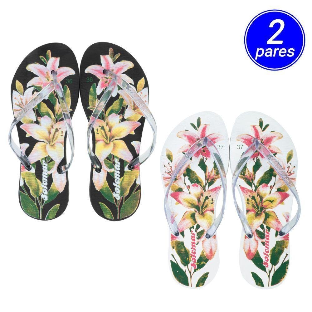 Chinelo Flor Solemar kit com 2 Multicores 2