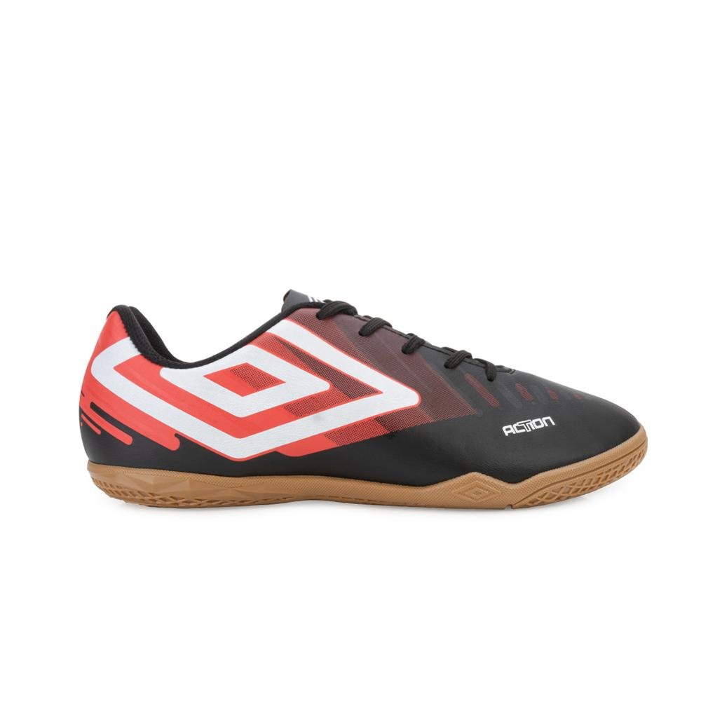 Chuteira Futsal Umbro Action Juvenil UM24 Preto/Vermelho 2