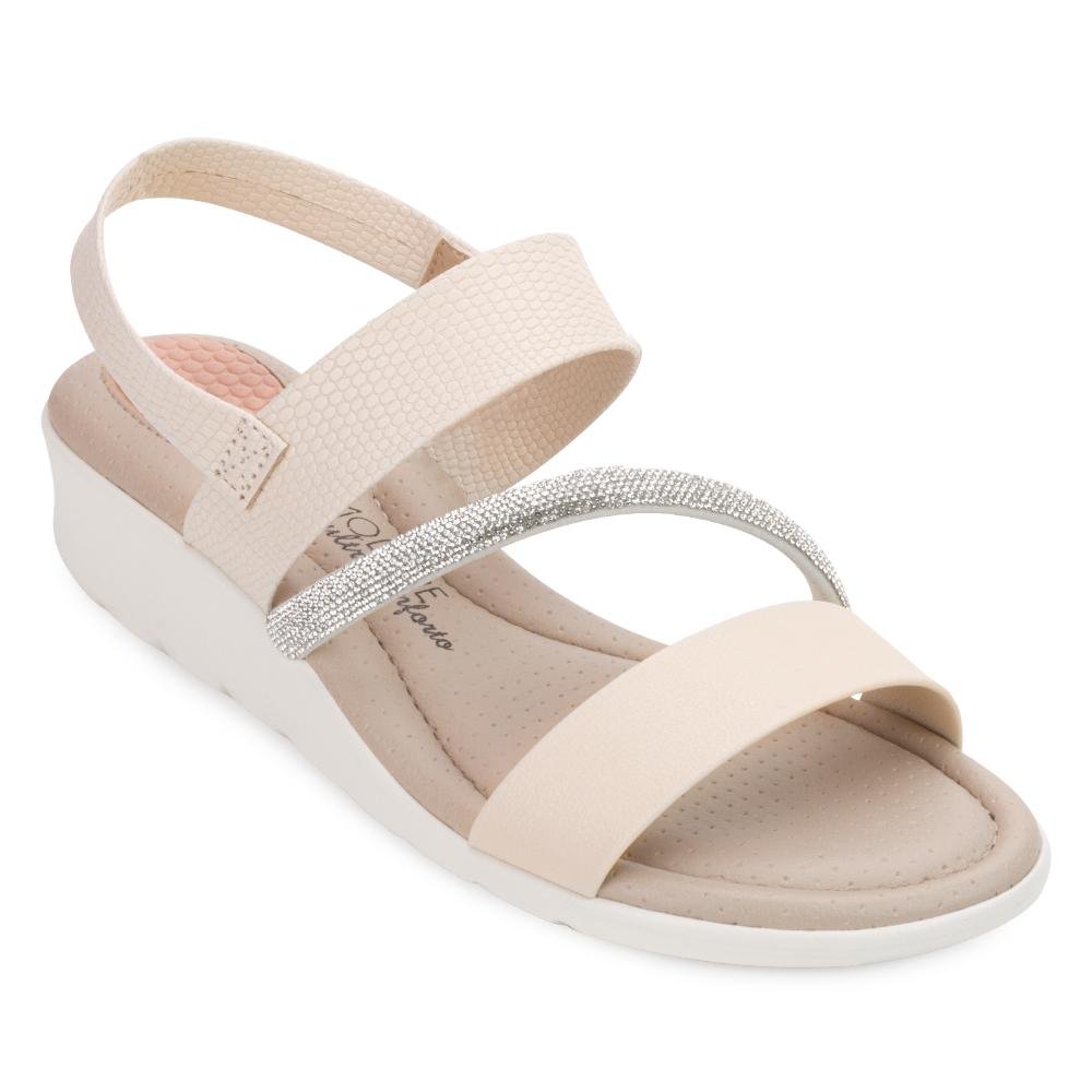 Sandália Anabela Modare MD24-71901 Bege/Branco 1
