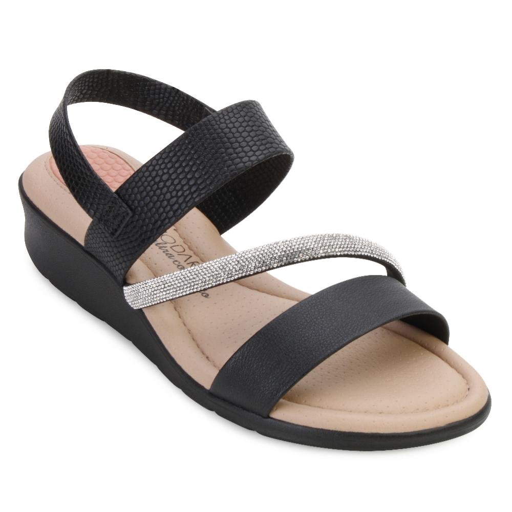 Sandália Anabela Modare PT MD24-71901 Preto/Prata 1