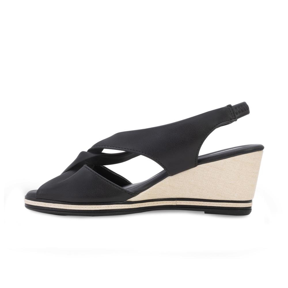 Sandália Anabela Piccadilly PD24-40822 Preto/Bege 3