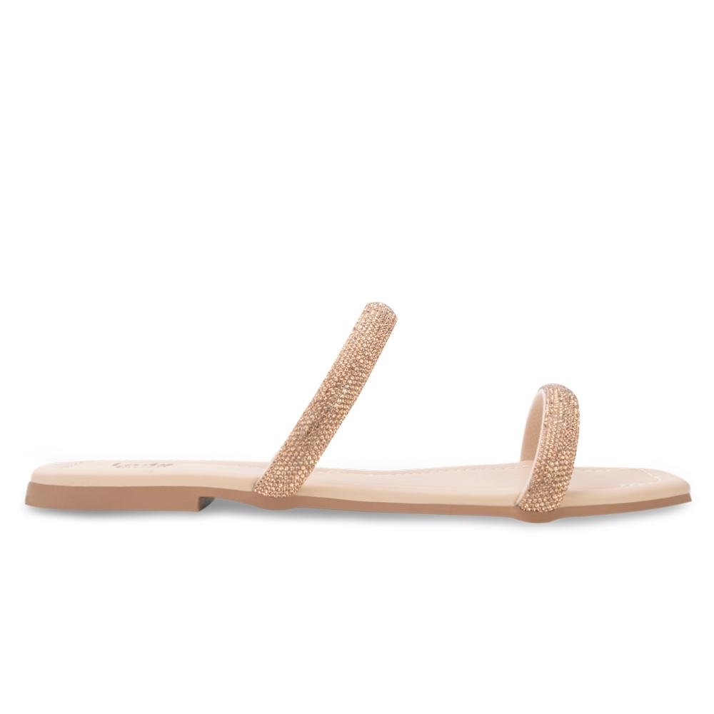 Sandália Rasteira Lady Queen AM24-30010 Bege 2